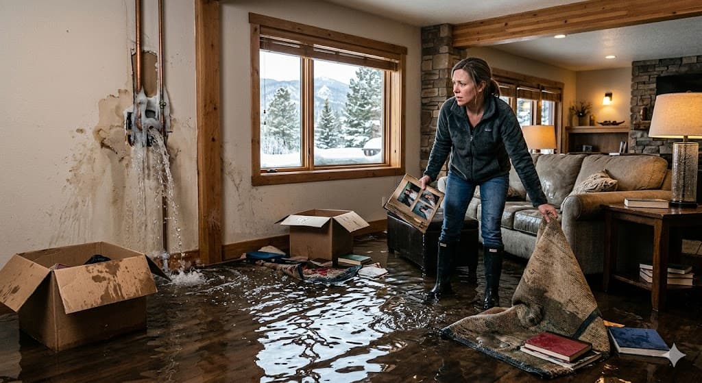 Water damage affecting floors and interior of a Colorado Springs home