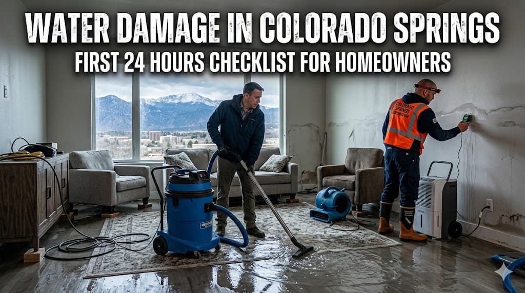 Water damage restoration and drying equipment in a Colorado home
